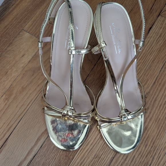 Shoes - Gold Metallic Strappy Slingback Sandals - Women
